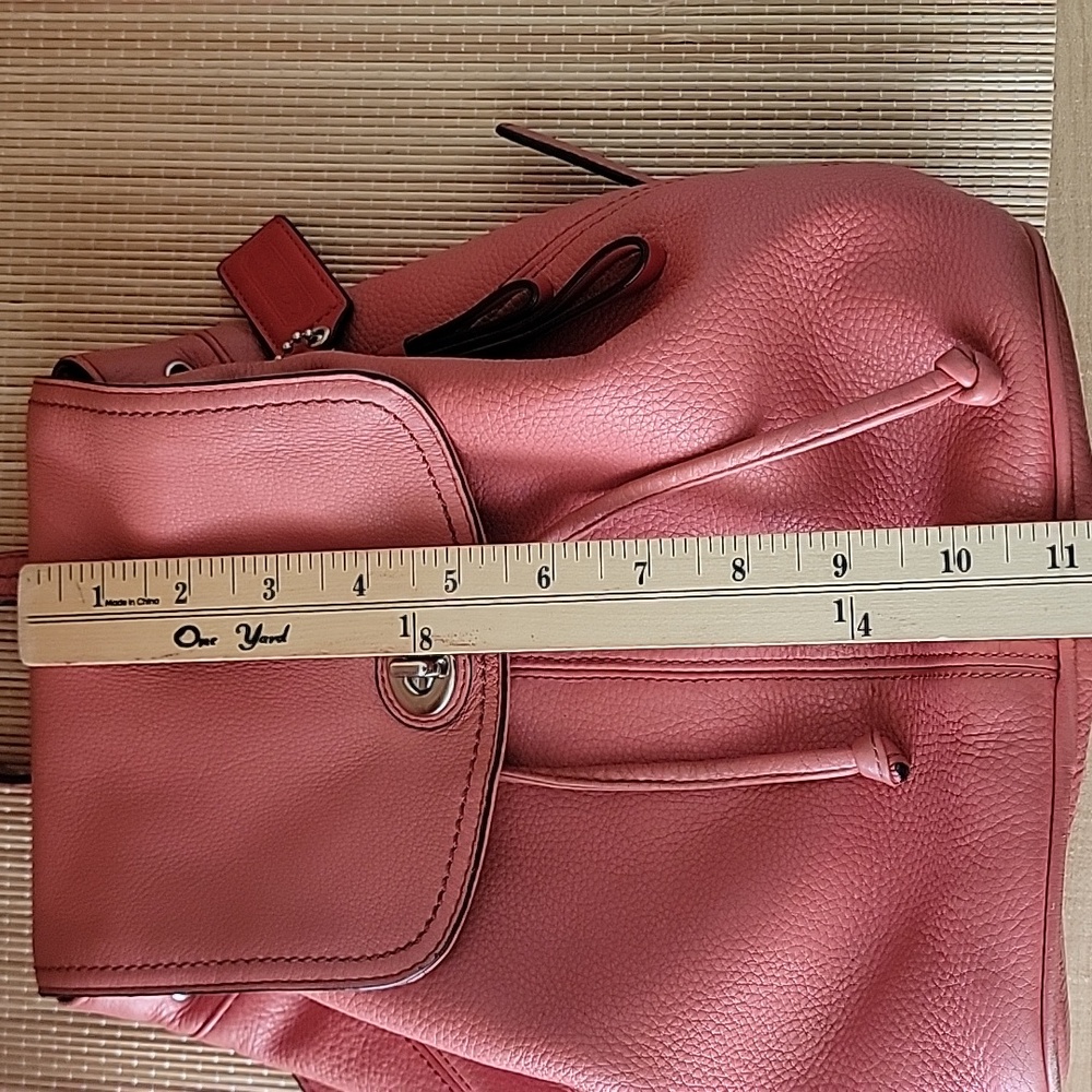 Coach Park Coral Pebbled Leather Turnlock Drawstring Closure Backpack - Picture 13 of 15